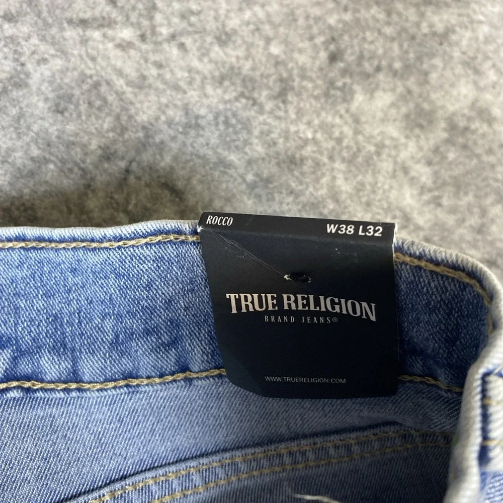 NWT True Religion Rocco Relaxed Skinny Jeans Mens 38x32 Light‎ Wash Straight Leg